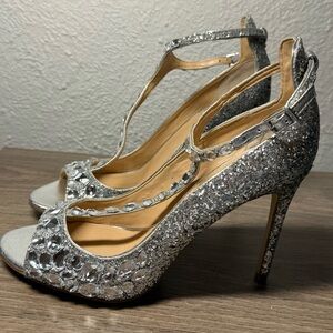 Silver Glitter High Heels